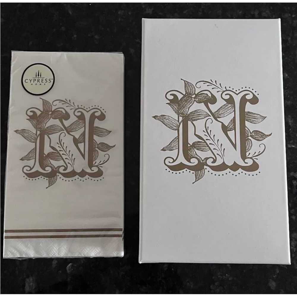 Cypress Home Elegant Paper Monogram “N” Gold Foil 15 Count With Monogram “N” Box